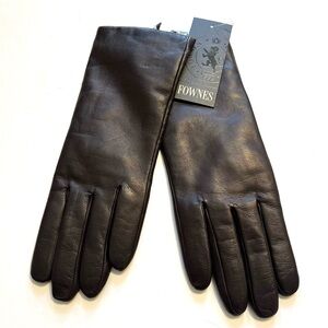 FOWNES BROTHERS Brown Cashmere Lined Leather Gloves 8
